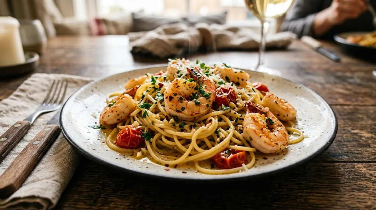 Cannabis-Shrimp-Pasta mit infundierter Butter