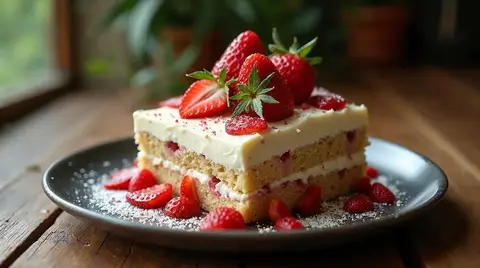 Cannabis Strawberry Cake with Vanilla Cream