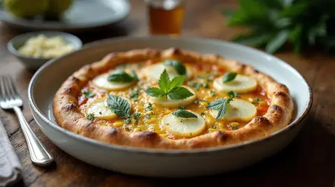 Cannabis Pear-Gorgonzola Flammkuchen