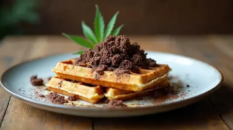 Cannabis Waffles with Chocolate Topping