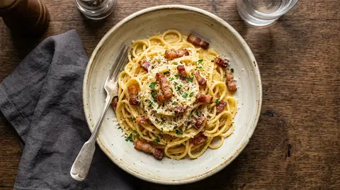 Infused Pasta Carbonara Creamy & Classic
