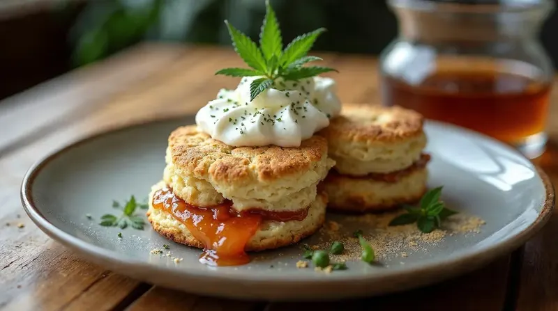 Cannabis Scones with Clotted Cream & Jam